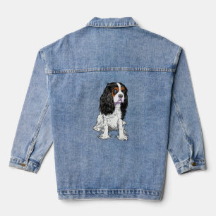 Pop-Art Cavalier King Charles Spaniel Hund Grafik Jeansjacke