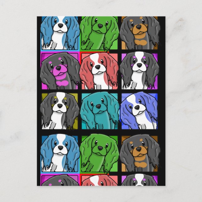 Pop Art Cavalier King Charles Spaniel Postkarte (Vorderseite)