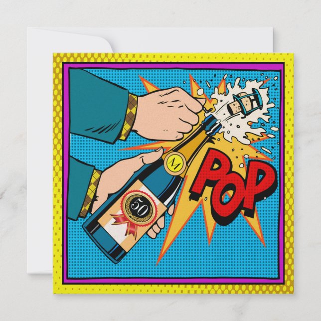 Pop Art Celebration by Year Invitation Einladung (Vorderseite)