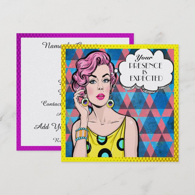 Pop Art Celebration Einladung (Vorne/Hinten)