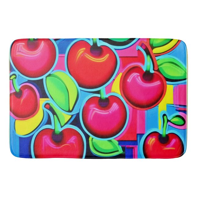 Pop Art Cherry Burst Badematte (Vorderseite)