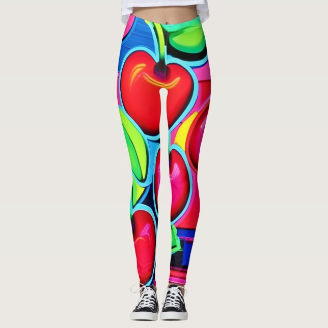 Pop Art Cherry Burst Leggings (Vorderseite)