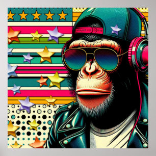 POP ART CHIMPANZEE 3 POSTER