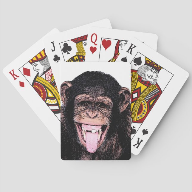 Pop Art Chimpanzee Sticken Zunge raus Spielkarten (Rückseite)