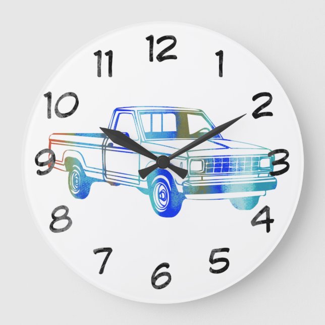 Pop Art Classic Car Große Wanduhr (Vorderseite)