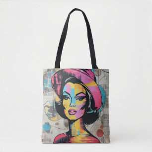 Pop Art Collage Stilvoll Frauen Portrait Tasche