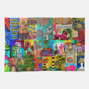 Pop Art coloré Mixte Média Collage Serviette de cu