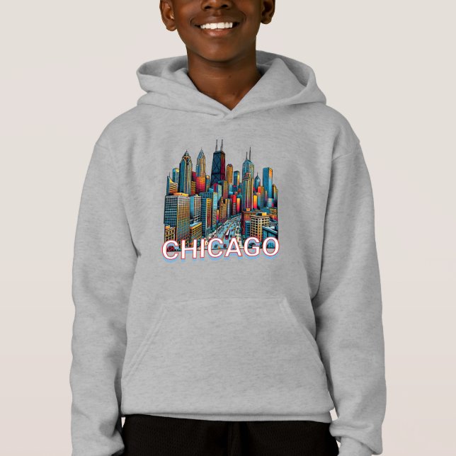 Pop Art Comic Book Art Chicago Hoodie (Vorderseite)