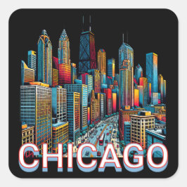 Pop Art Comic Book Art Chicago Quadratischer Aufkleber