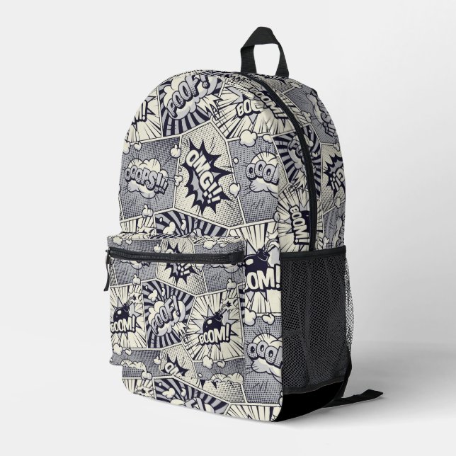 Pop Art Comic Book Bedruckter Rucksack (Rückseitige Ecke Rechts)