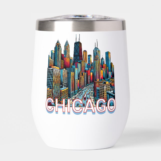 Pop Art Comic Book Chicago, Illinois Skyline (Vorderseite)
