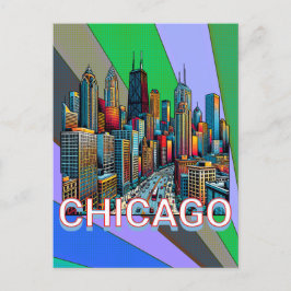Pop Art Comic Book Style Chicago Illinois Keepake Postkarte