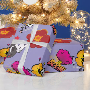 Pop-Art-Comic-Boom-Auch-Fuchsia-Geschenkpapier Geschenkpapier