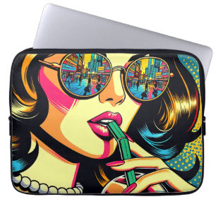 Pop Art Comic Buch Hübsche Frauen trinken Boba Laptopschutzhülle