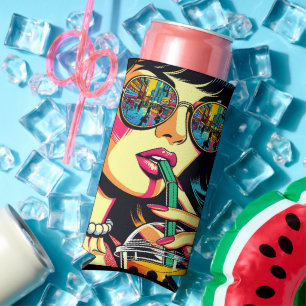 Pop Art Comic Buch Hübsche Frauen trinken Boba Selters Dosenkühler