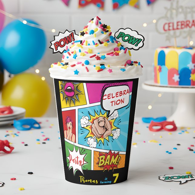 Pop Art Comic Geburtstag Pappbecher (Von Creator hochgeladen)