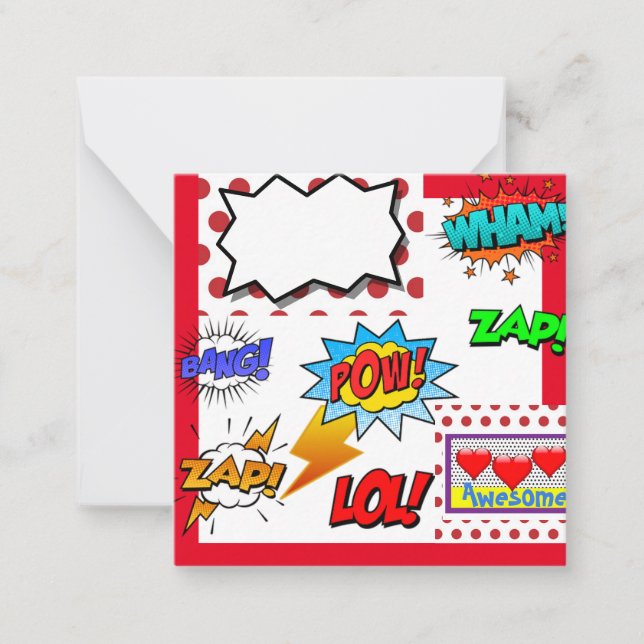 Pop Art, Comic, Mitteilungskarte (Vorderseite)