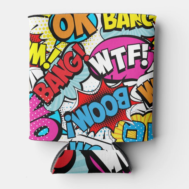 Pop Art Comic: Retro Nahtloses Muster Dosenkühler (Vorderseite)