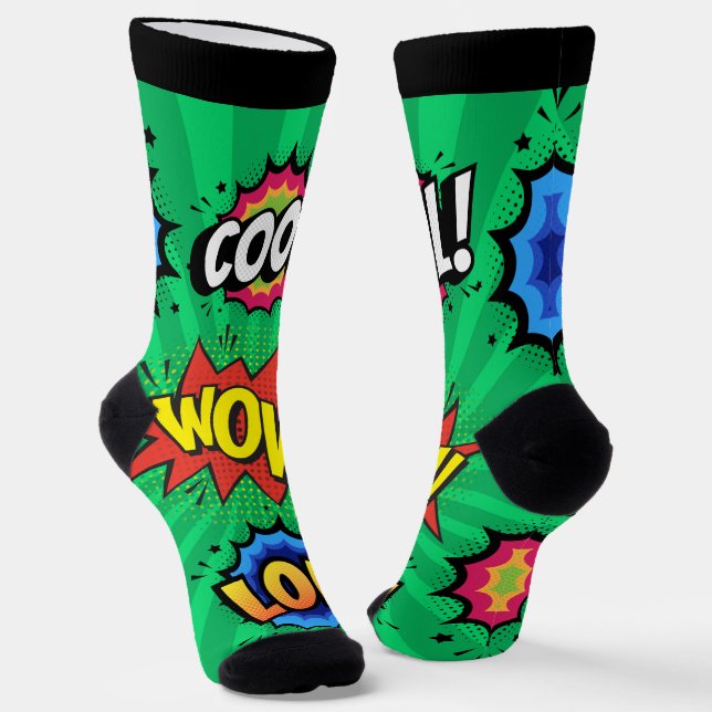 Pop Art Comic sprechen Blasen Socken (Gewinkelt)