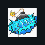 Pop Art Comic Style Bomb Boom! Leinwanddruck<br><div class="desc">Dieses Retro-Comic ist perfekt für jeden Super-Helden-Sammler oder Fanboy. Die hellen Grafiken haben harte Linien und kühnen Farbton.</div>