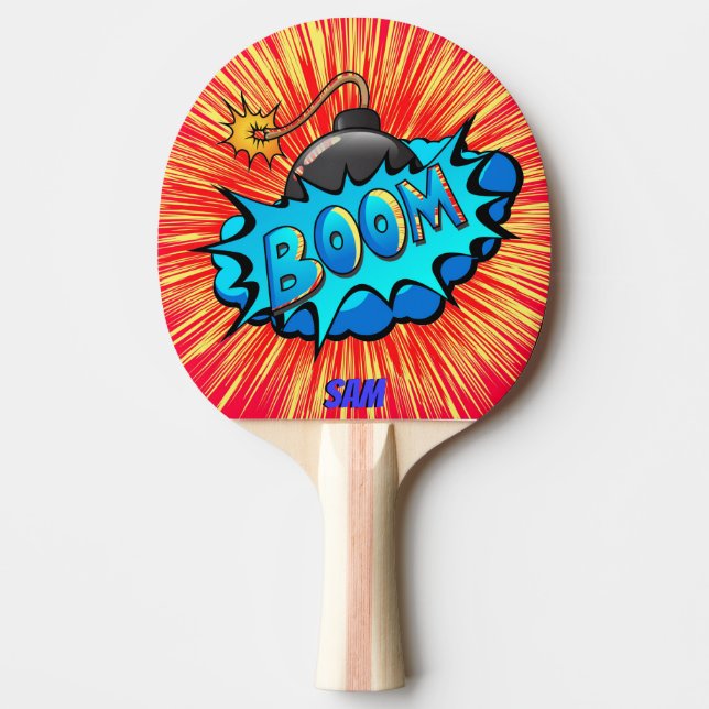 Pop Art Comic Style Bomb Boom! Personalisiert Tischtennis Schläger (Vorderseite)