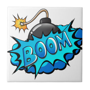 Pop Art Comic Style Bombe Boom! Fliese