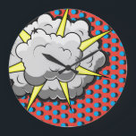 Pop Art Comic Style Explosion Große Wanduhr<br><div class="desc">This retro comic style Explosion is perfect for any super hero collector or fan boy. The bright graphics have hard lines & bold coloring.</div>