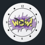 Pop Art Comic Style Wow Große Wanduhr<br><div class="desc">This retro comic style Wow is perfect for any super hero collector or fan boy. The bright graphics have hard lines & bold coloring.</div>