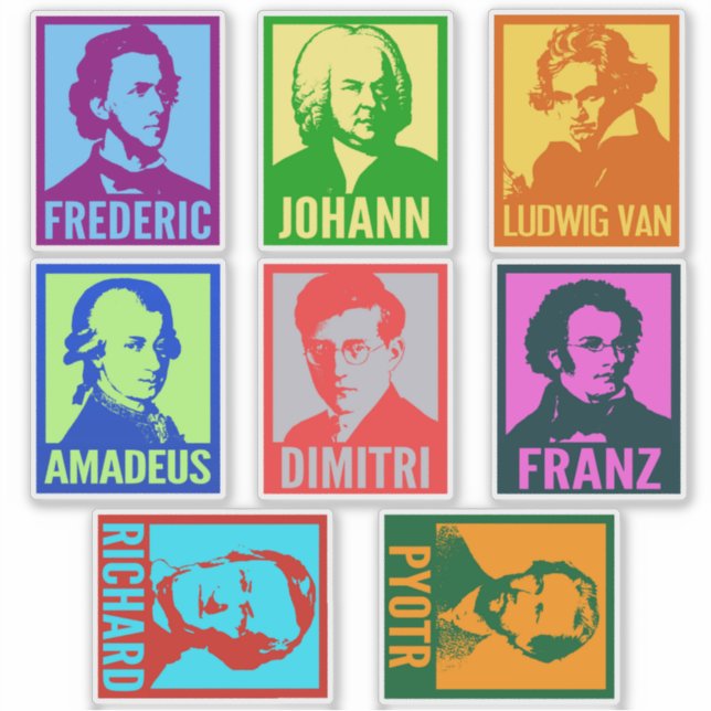 Pop Art Composer | Farbige Mod, kundenspezifischer Aufkleber (Vorderseite)