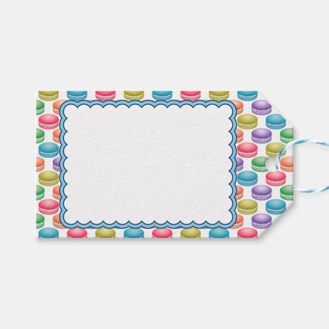 Pop Art Cookies Farbige Macarons Geschenkanhänger (Vorderseite (Horizontal))