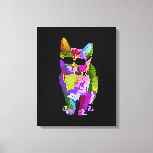 Pop Art cool Cat Kitty Art Leinwanddruck (Vorderseite)