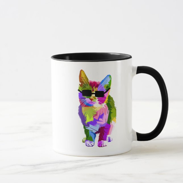 Pop Art cool Cat Kitty Art Tasse (Rechts)