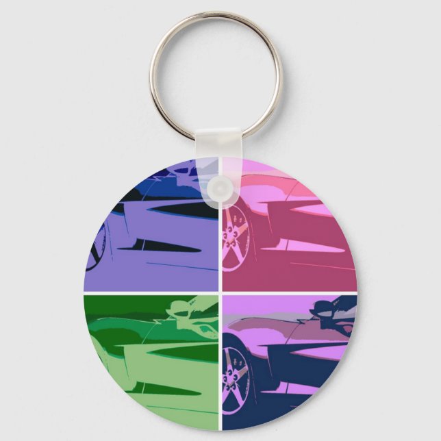 Pop Art Corvettes Schlüsselanhänger (Vorderseite)