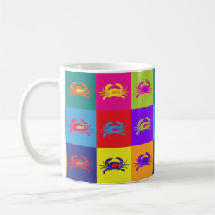 Pop Art Crab Muster farbenfroh Kaffeetasse