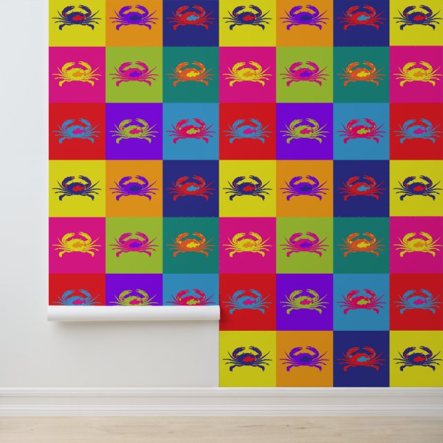 Pop Art Crabs Bunter Retro-Stil Tapete (Anwendung)