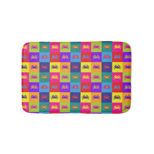 Pop Art Crabs Rainbow Seafood Muster Badematte