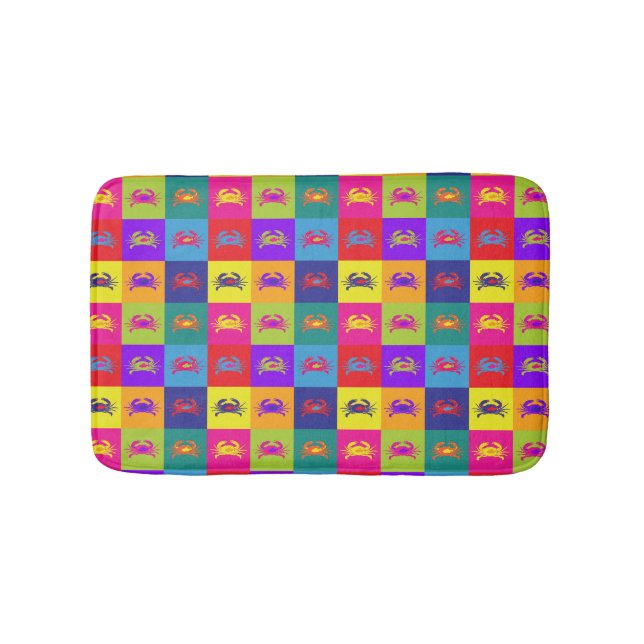 Pop Art Crabs Rainbow Seafood Muster Badematte (Vorderseite)