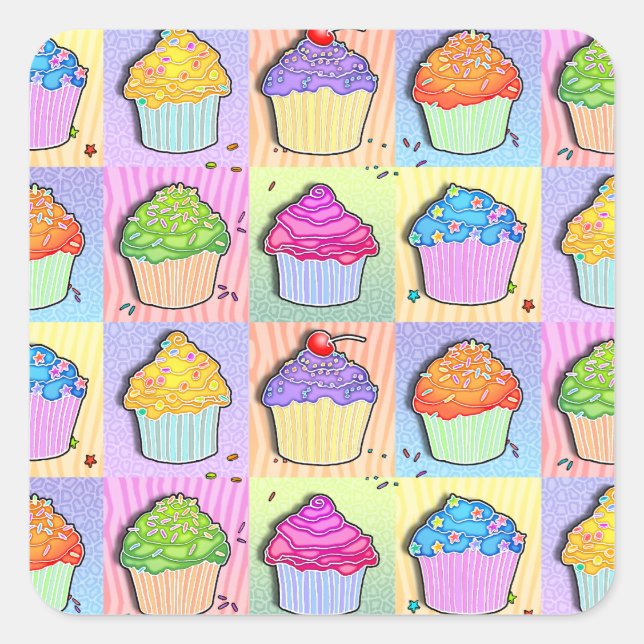 Pop Art CUPCAKES STICKER (Vorderseite)
