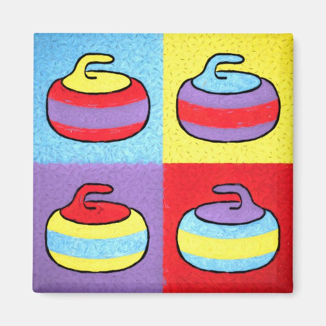 Pop-Art-Curling-Design rockt Magnet (Vorne)