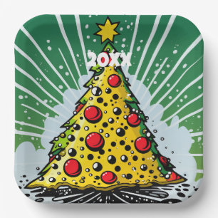 Pop Art Custom Year Weihnachtsbaum Party Plate Pappteller