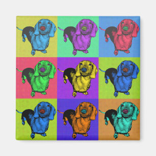 Pop Art Dachsund Dackel Panels Mehrfarbige Popart Magnet