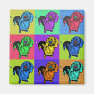 Pop Art Dachsund Dackel Panels Mehrfarbige Popart Magnet