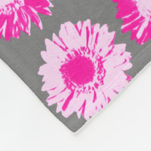 Pop Art Daisies - Fuchsia Pink und Gray Fleecedecke