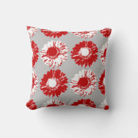 Pop Art Daisies - Rot, Weiß und Grau