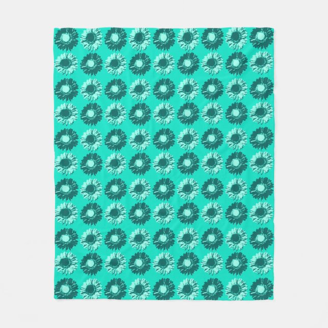 Pop Art Daisies - Türkis, Aqua und Aquamarin Fleecedecke (Vorderseite)