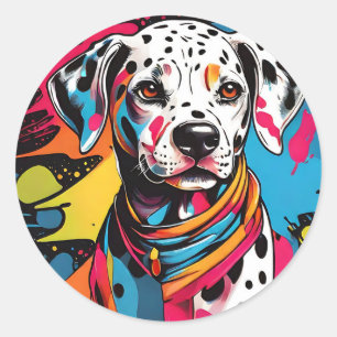 Pop Art Dalmatiner Splash Runder Aufkleber