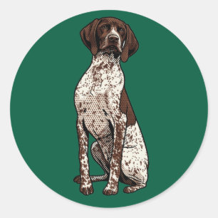 Pop-Art-Deutsch-Kurzhaar-Zeiger-Hund-Grafik Runder Aufkleber