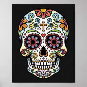 Pop-Art Dia de los Muertos Zucker-Schädel Comic Poster