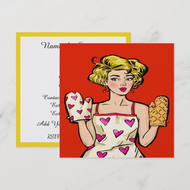 Pop Art Dinner / Cooking / Food Event Einladung (Vorne/Hinten)