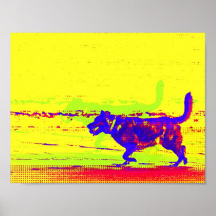 Pop Art Dog on Beach Poster